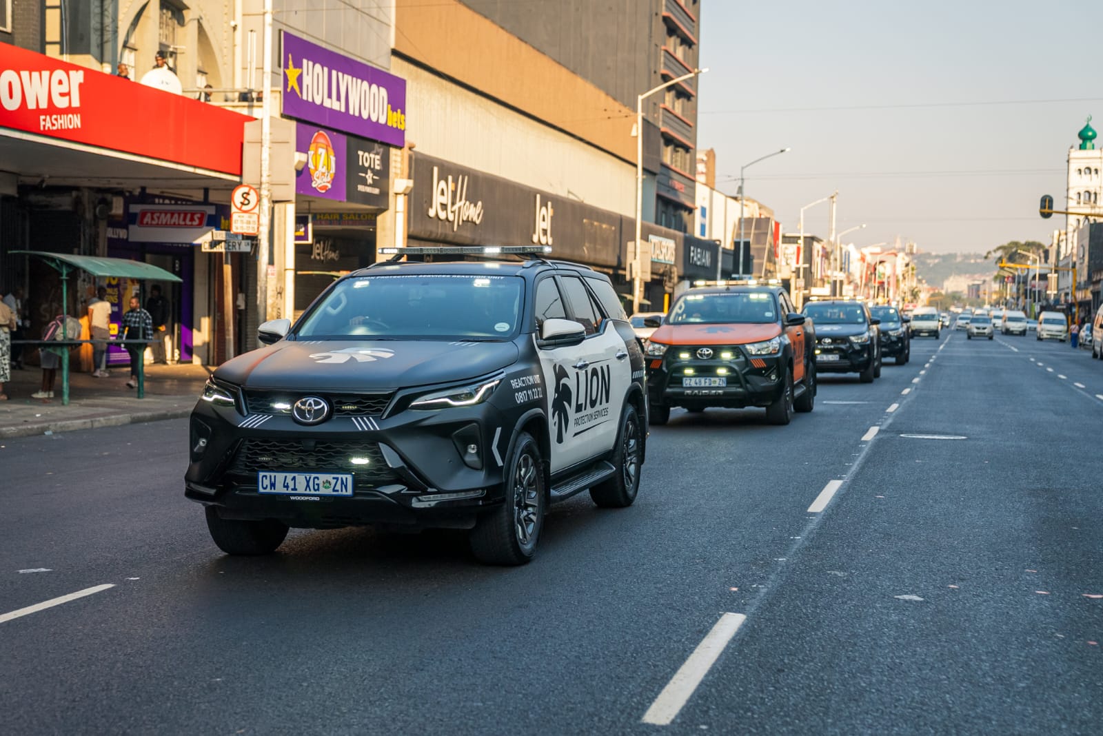 Patrol convoy on a Durban city street